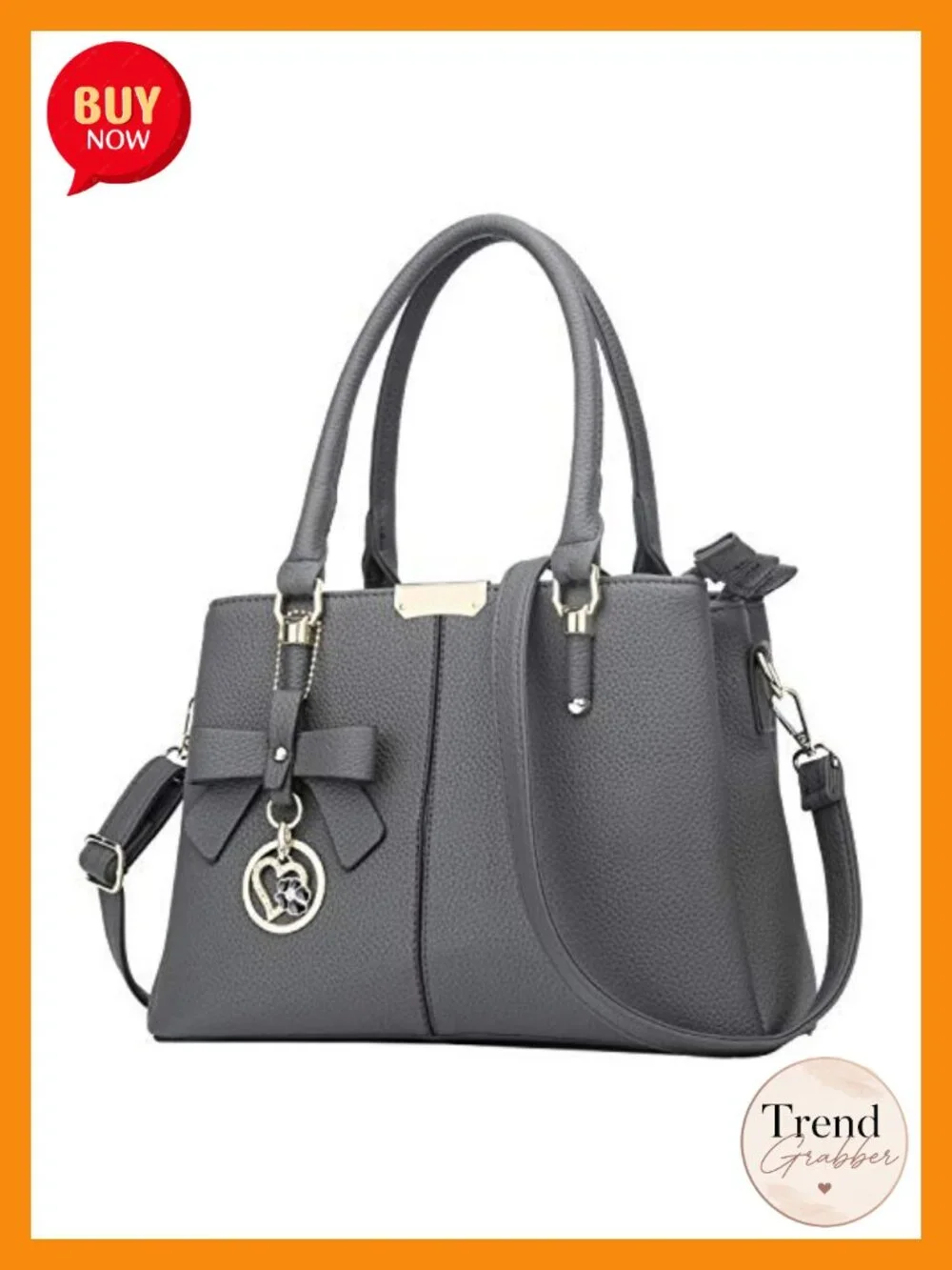 PU Leather Top Handle Satchel Bag, 3-Zip Compartments, Adjustable Strap